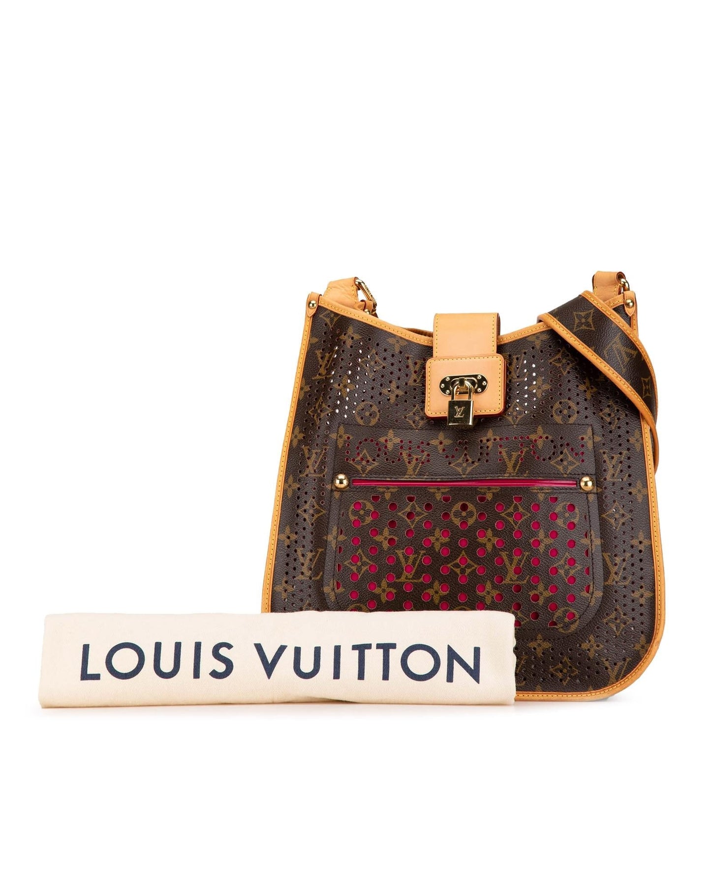 Monogram Perforated Canvas Musette with Vachetta Trim and Adjustable Strap