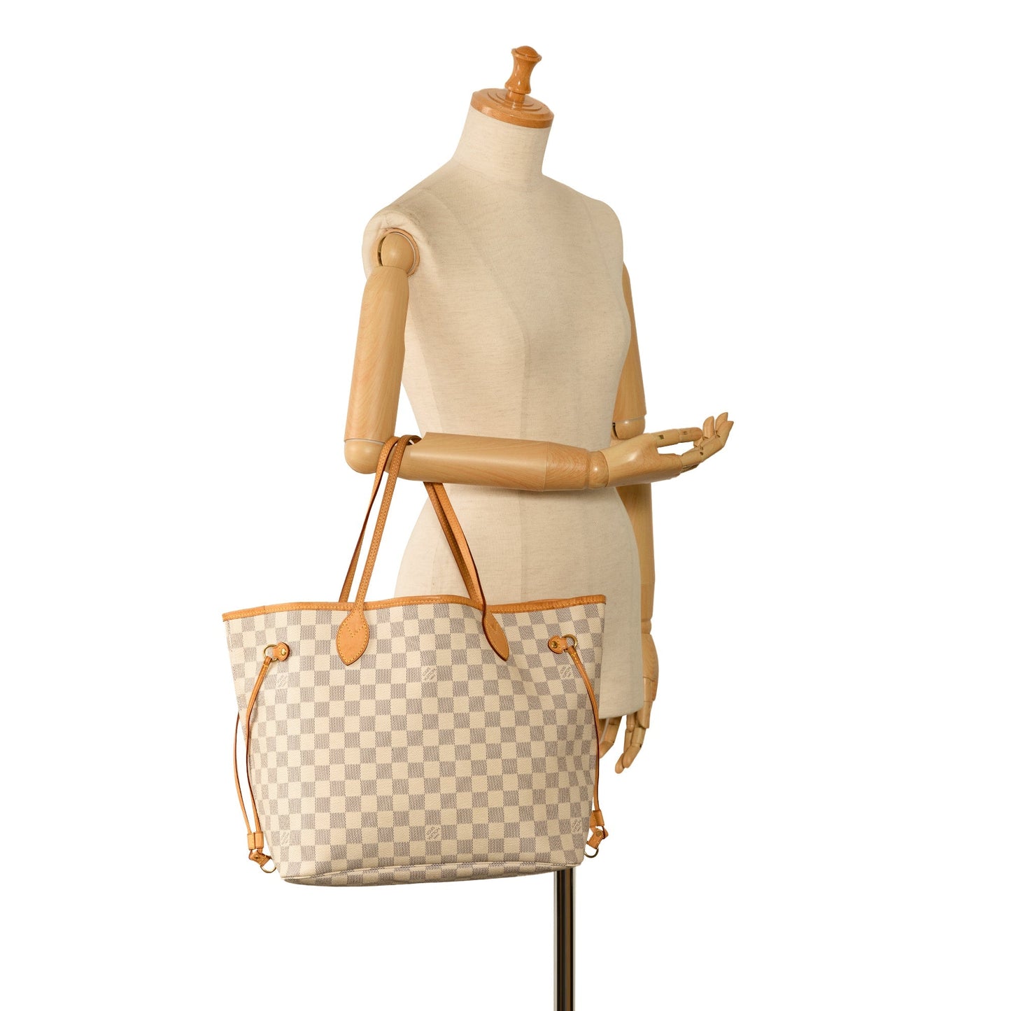 Beige Louis Vuitton Damier Azur Neverfull MM Tote Bag