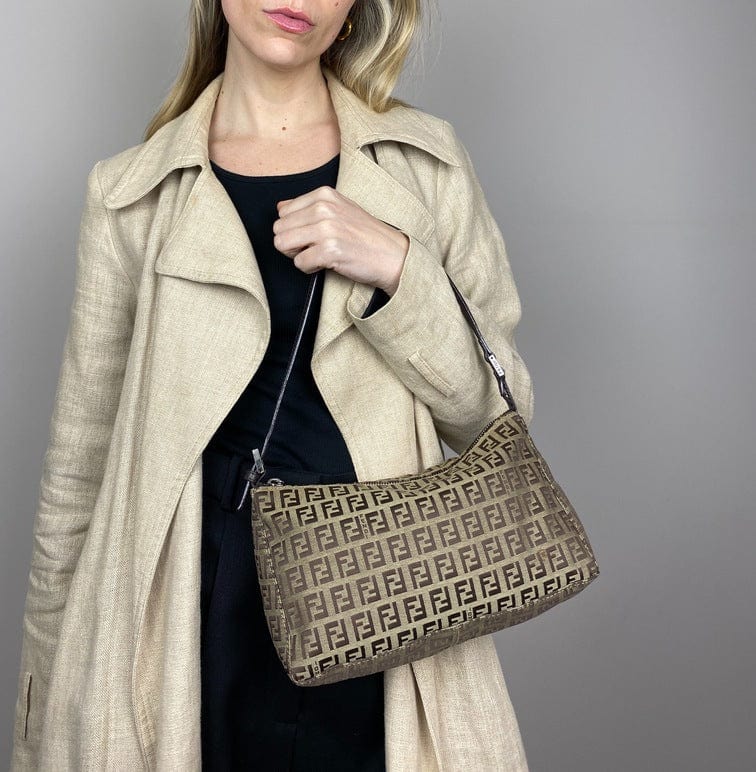 Fendi Pochette Bag in Brown Zucca Canvas