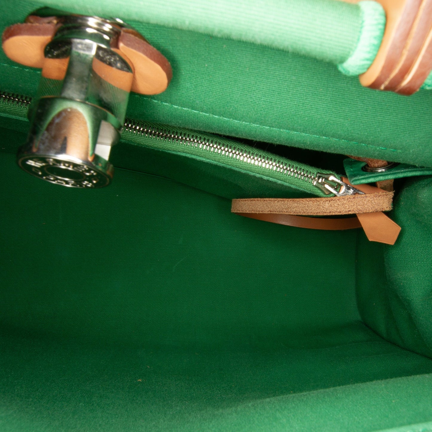 Hermès Herbag Zip 31 Green Toile Palladium