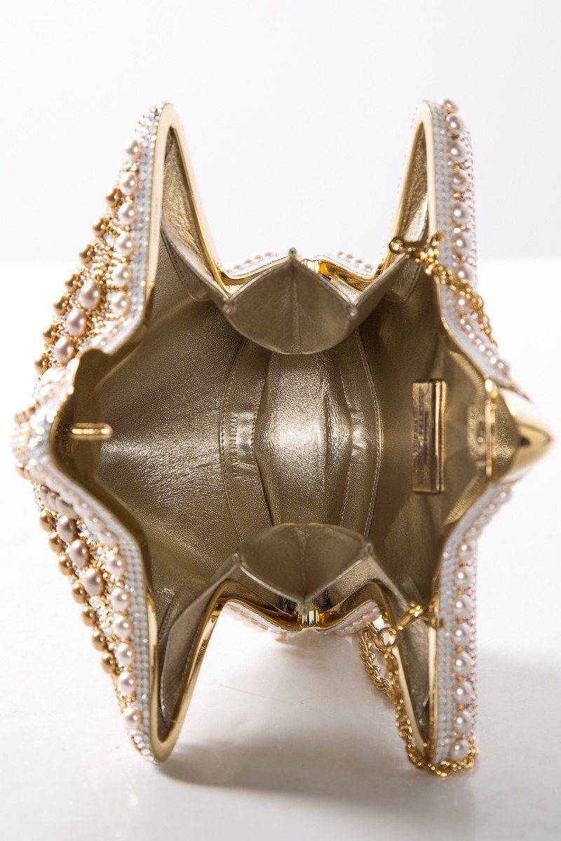 Judith Leiber Gold Stella Starfish Minaudière Evening Bag