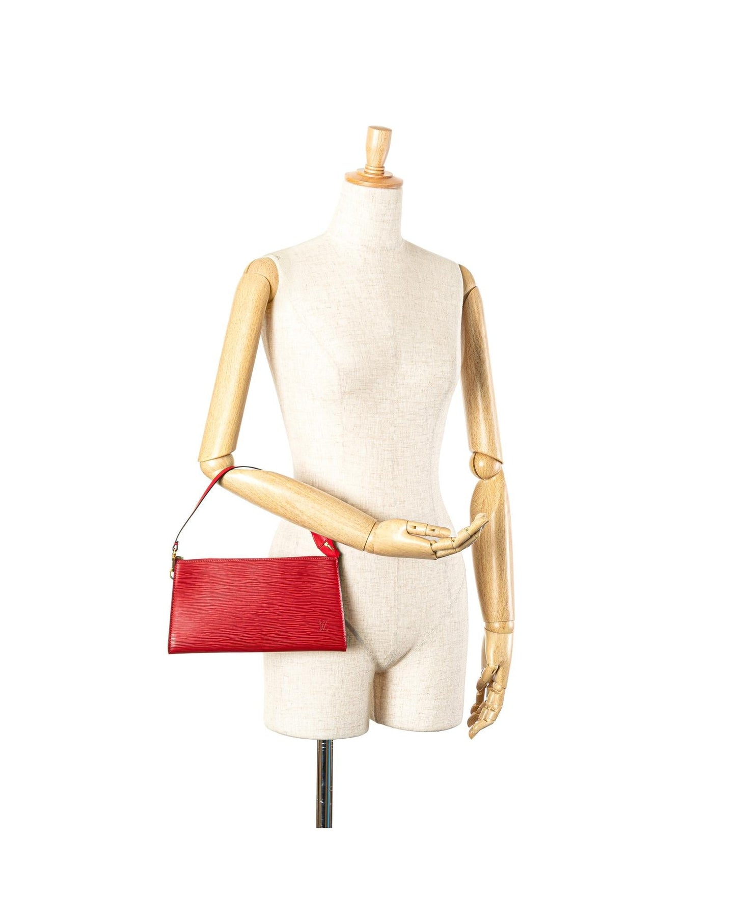 Epi Leather Pochette Accessoires with Flat Shoulder Strap and Zip Closure