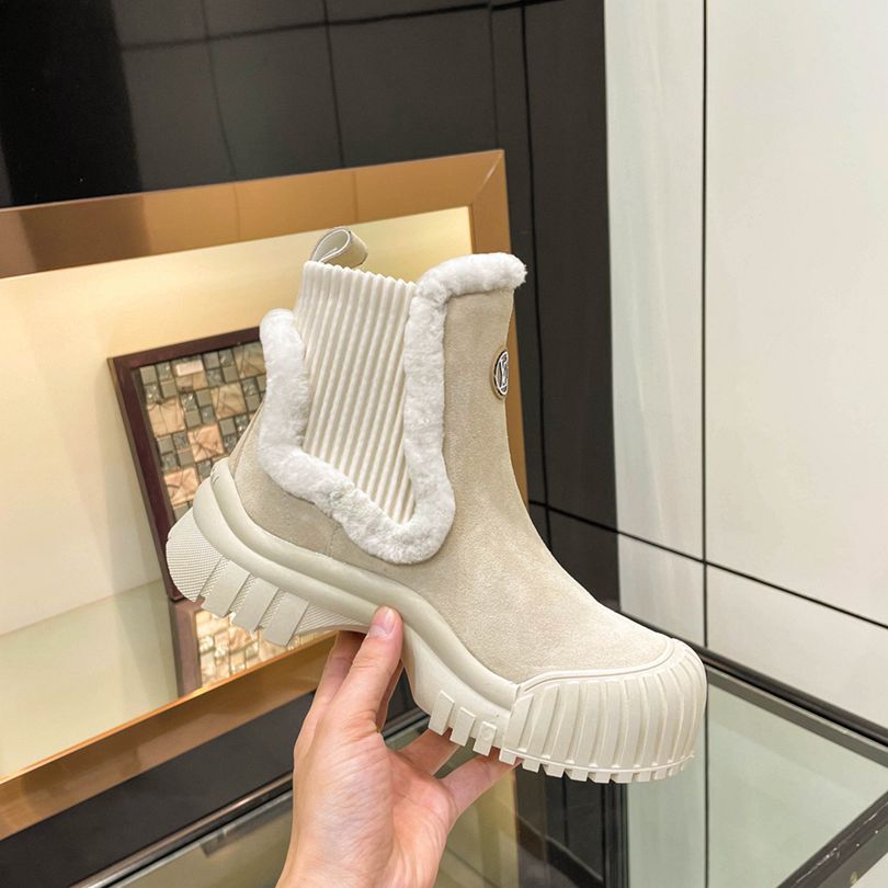LV RUBY FLAT BOOTS SUEDE CALFSKIN AND SHEARLING BEIGE 1AGWGB