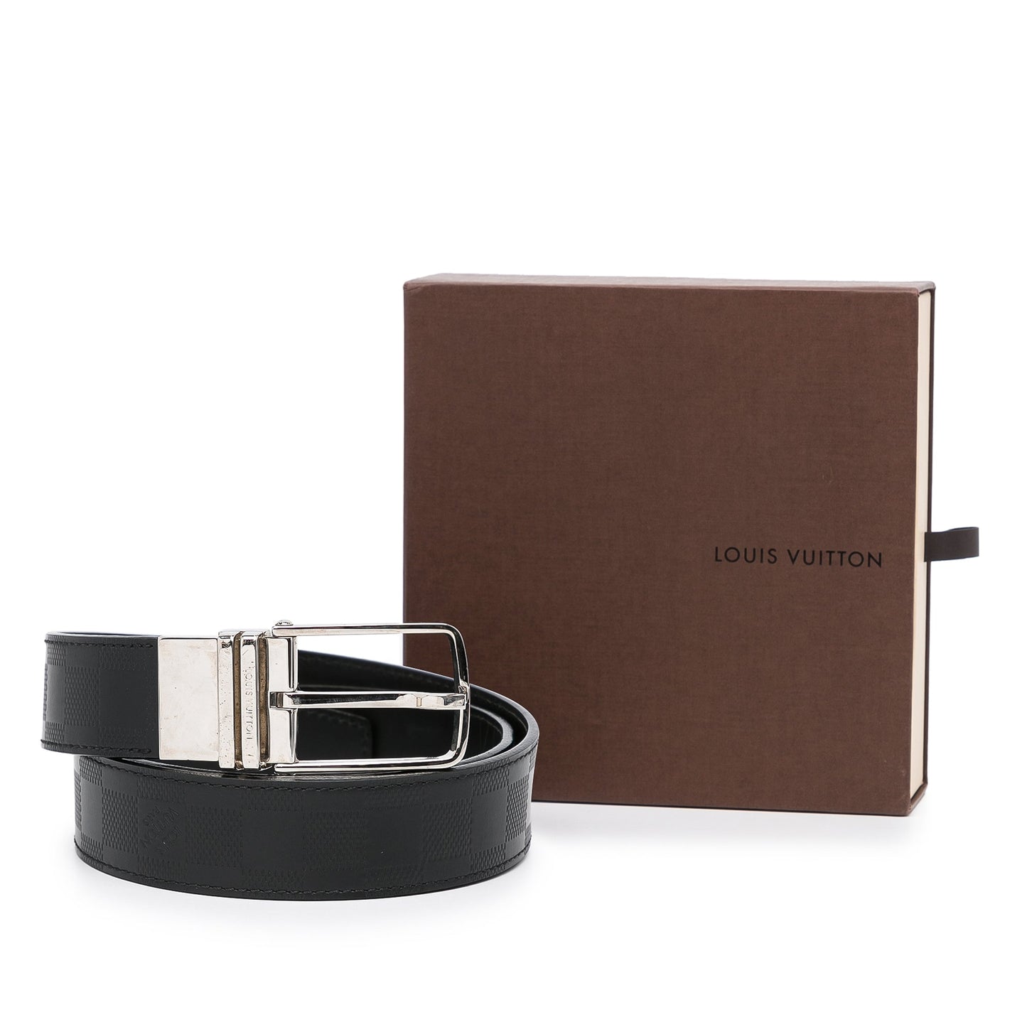 Black Louis Vuitton Damier Infini Boston Reversible Belt EU 38