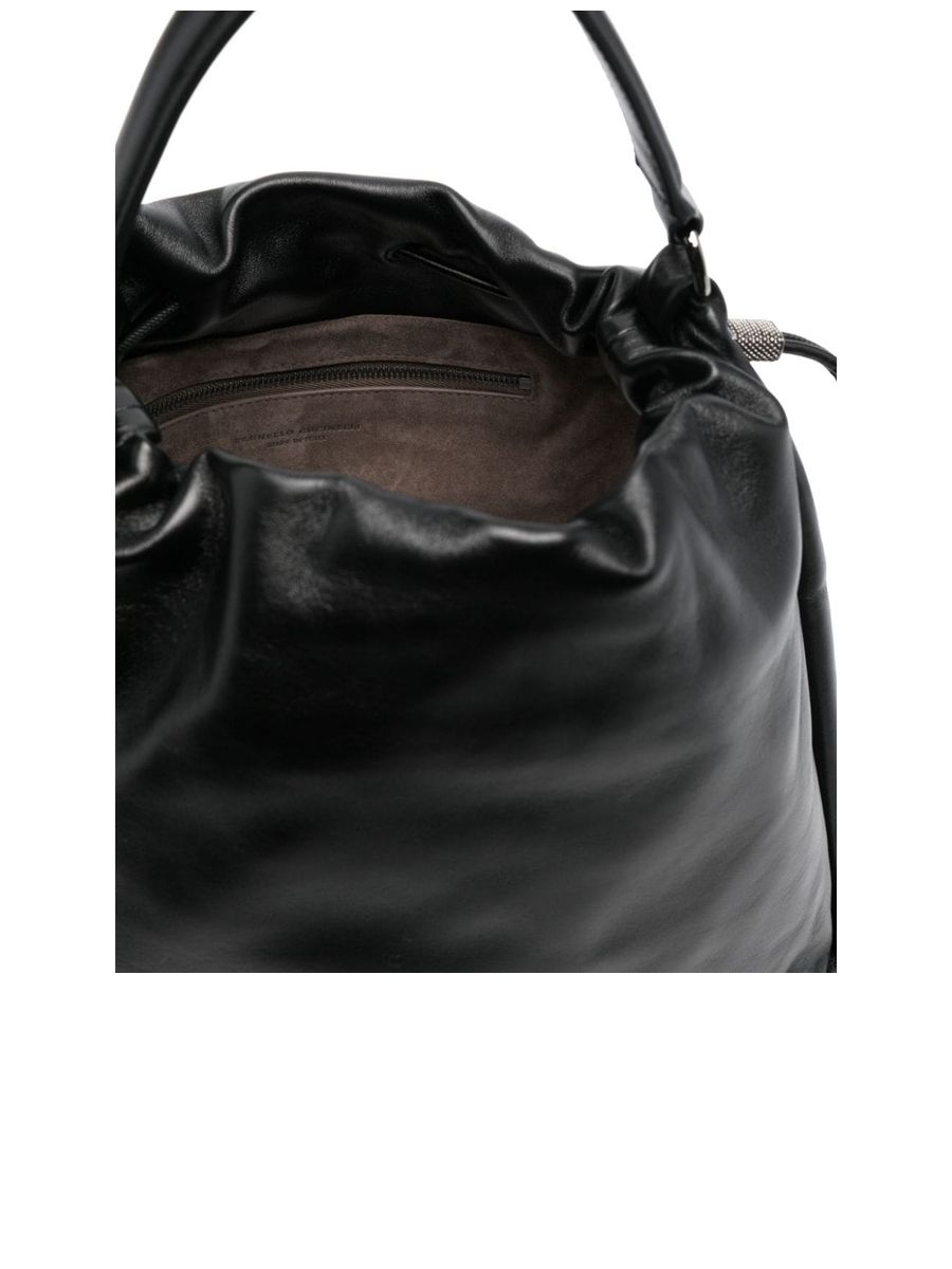 Calf Leather Shoulder Bag With Monili Detail