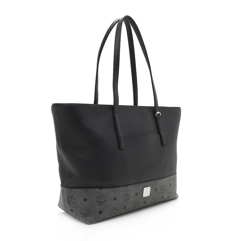 MCM Leather Visetos Wilder Medium Shopper Tote (SHF-12436)