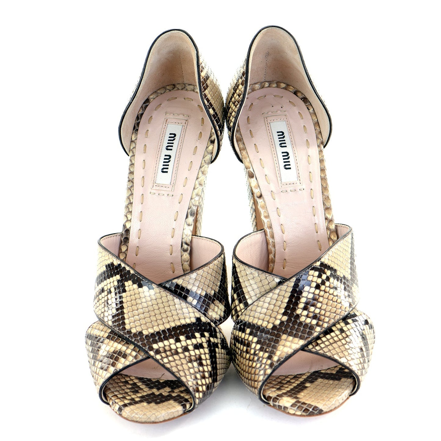 Snakeskin Banana Heel Sandals