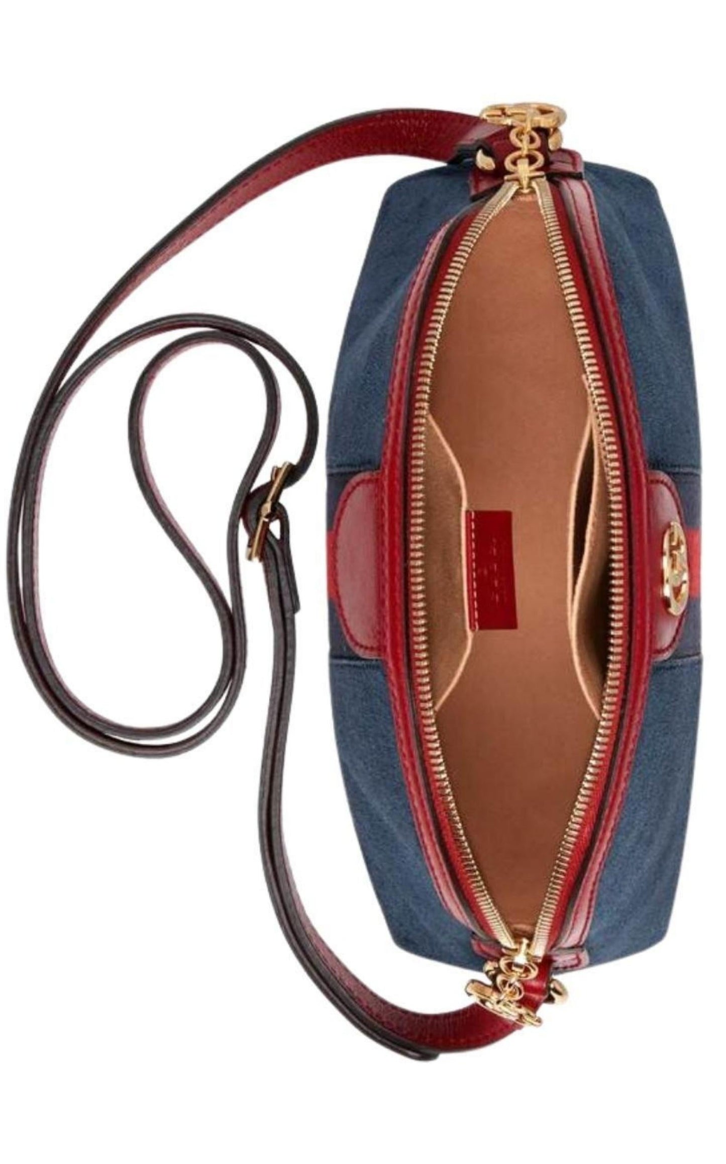 Navy Leather Suede Ophidia Shoulder Bag