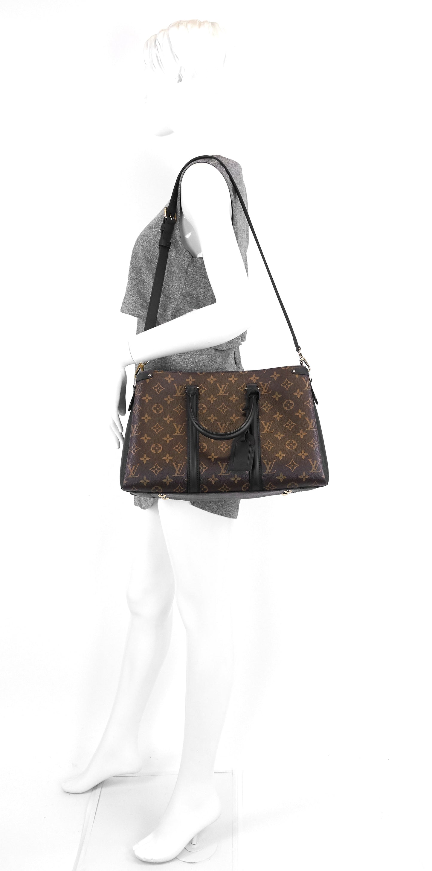 Louis Vuitto Soufflot MM Monogram Canvas and Coloured Leather Bag