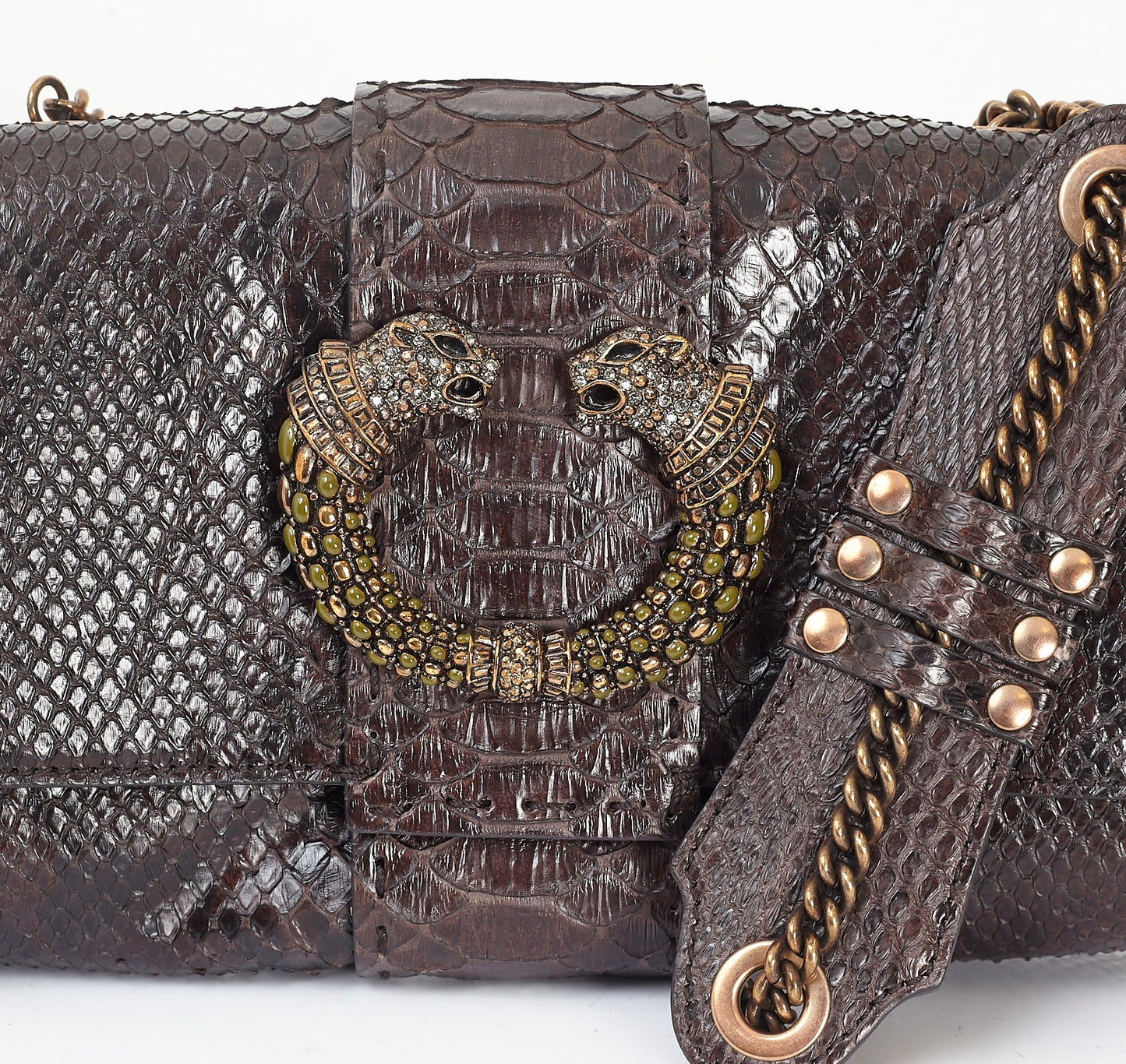Brown Snakeskin Mini Shoulder Bag
