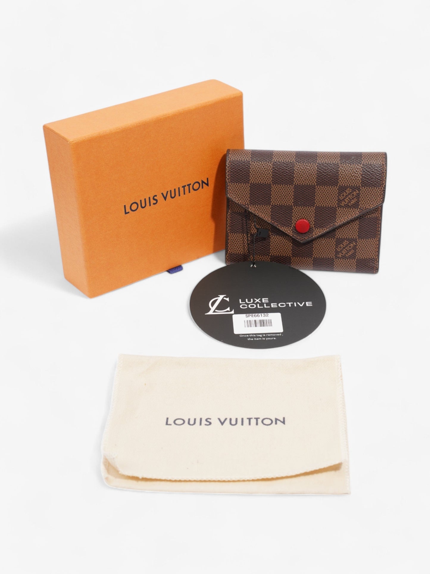 Louis Vuitton Victorine Wallet Damier Ebene / Red Canvas