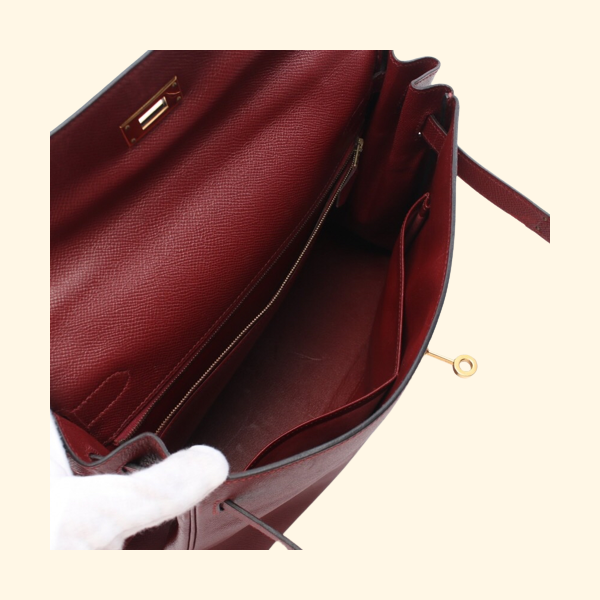 Hermès Kelly 32 Rouge Handbag Kushbell Red Gold Bracket Inner Sewing