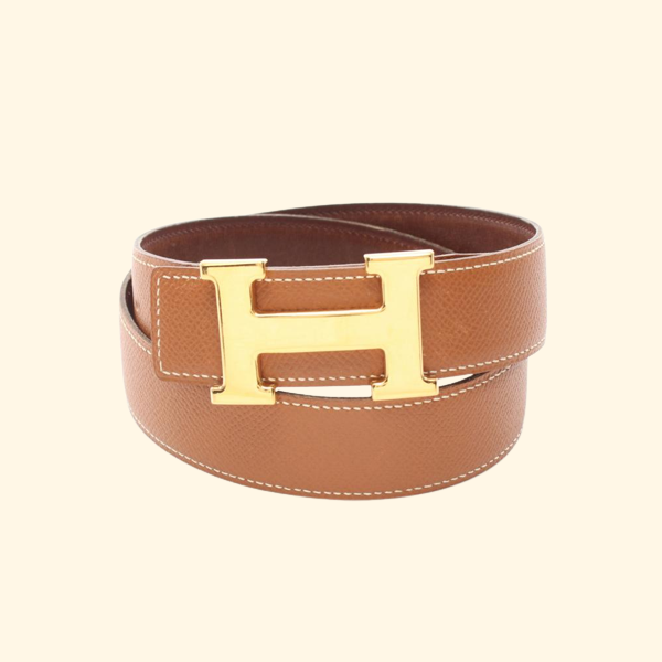 Hermès Constance H-Belt Gold Belt Courchevel Leather Light Brown