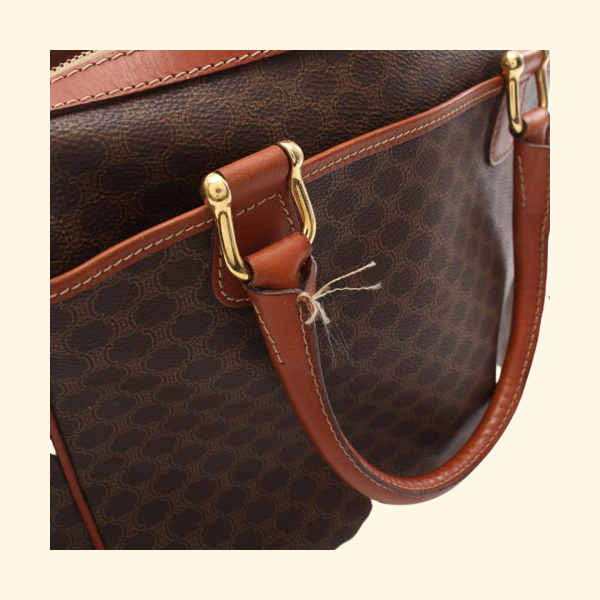 Celine Macadam Handbag PVC Leather Dark Brown