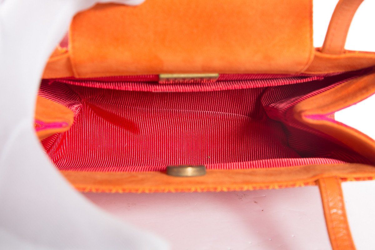 Stuart Weitzman Orange Evening Bag With Suede Trim