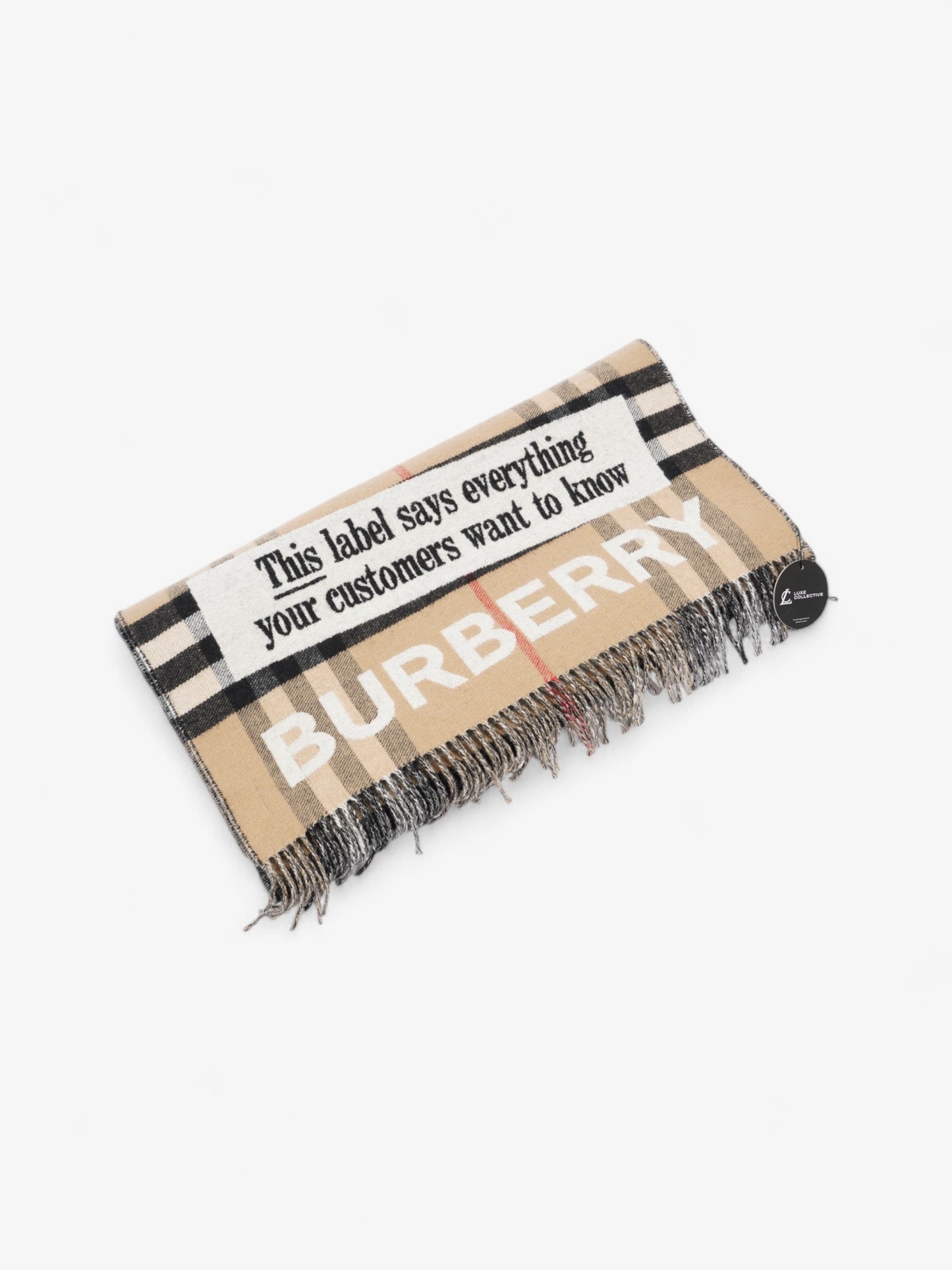 Burberry Newspaper Scarf Archive Beige / Red / Black Cashmere