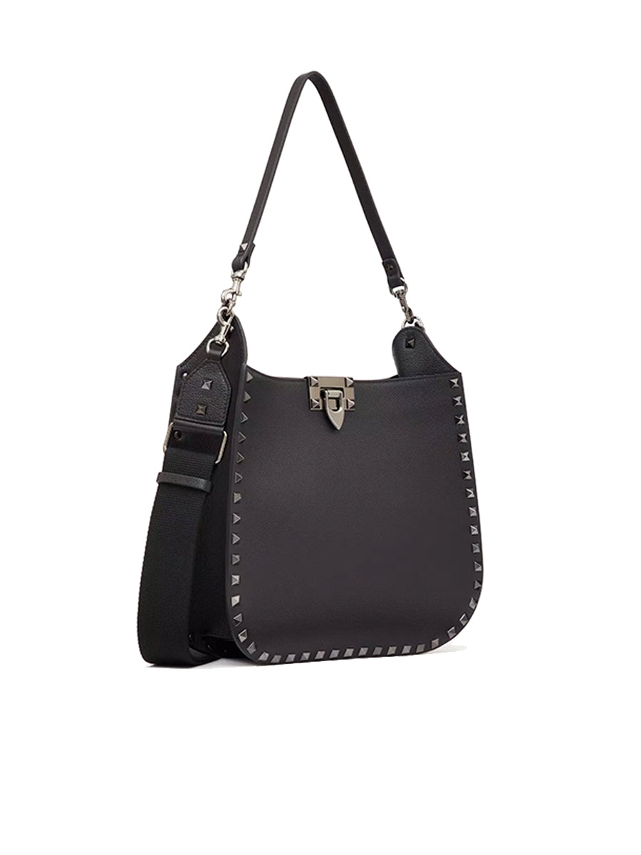 Rockstud Grainy Calfskin Hobo Bag
