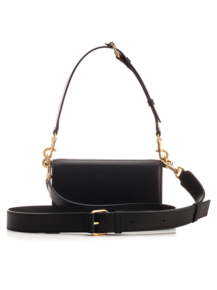 VLogo Signature Foldover Top Shoulder Bag in Black