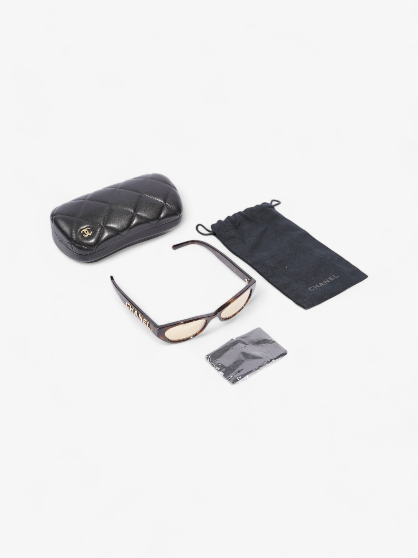 Chanel Small Rectangle Sunglasses Brown / Gold Acetate 135mm