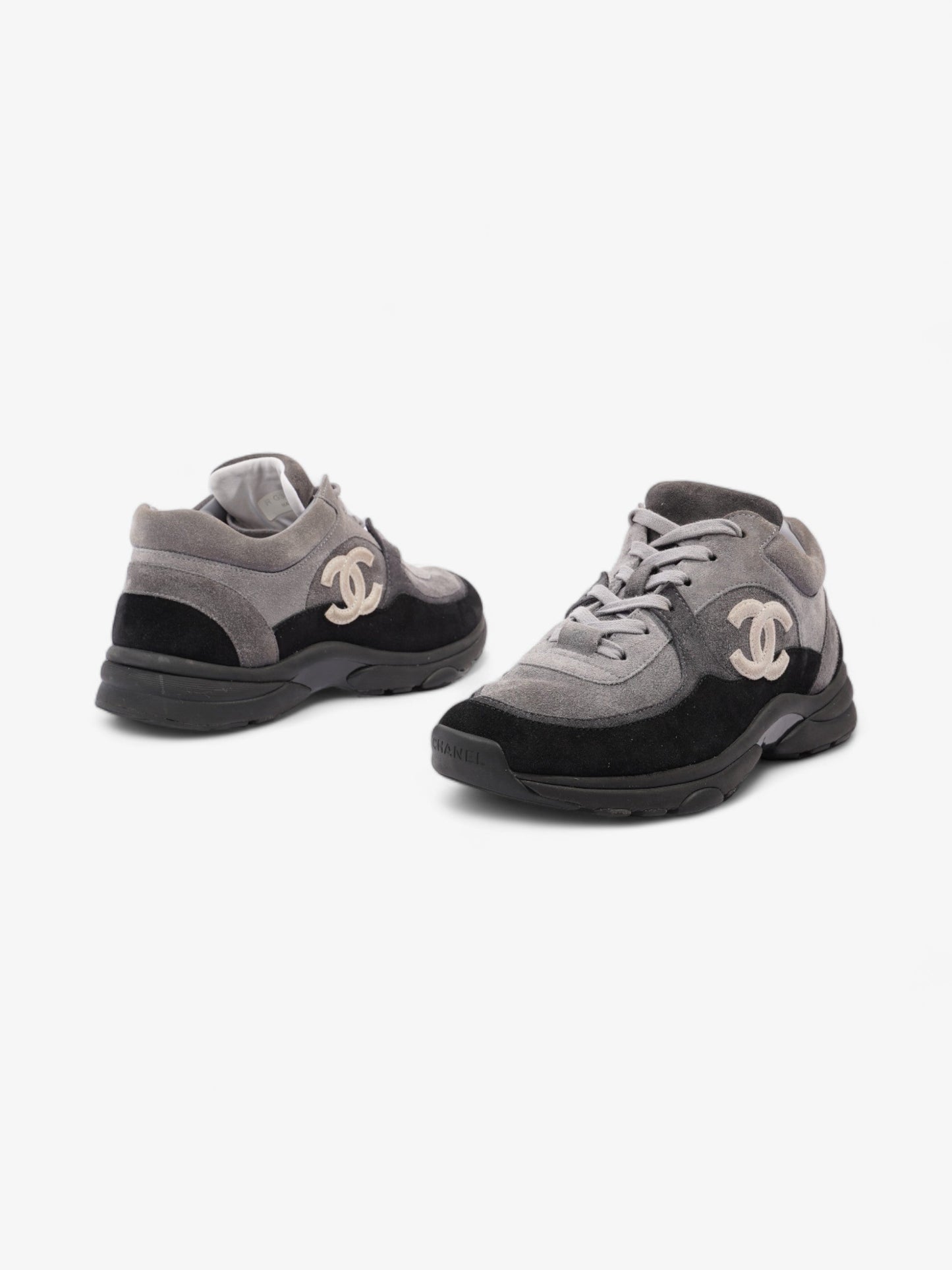 Chanel CC Logo Runners Grey / Black / White Suede EU 39.5 UK 6.5