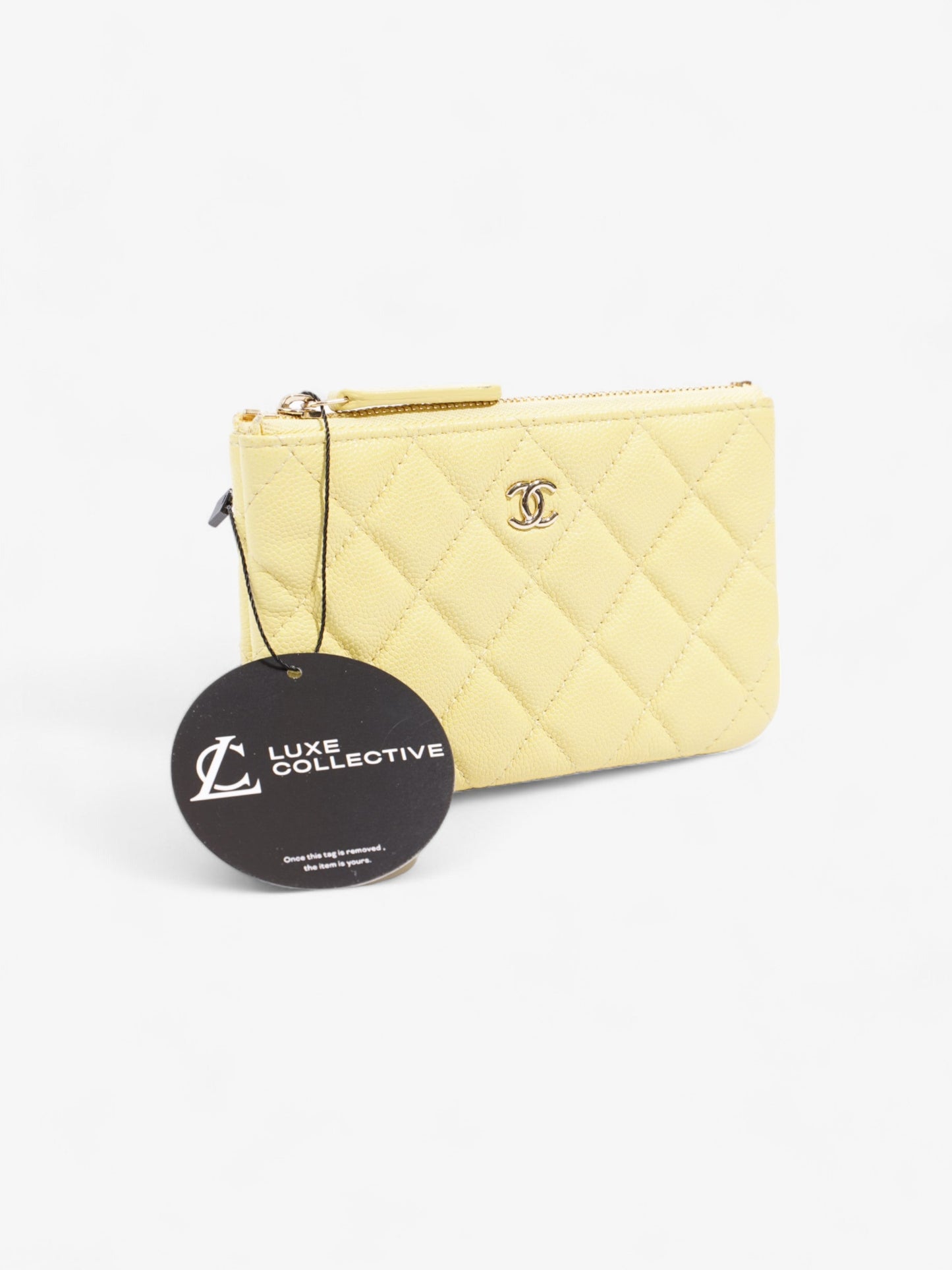 Chanel Quilted Pouch Yellow Caviar Leather