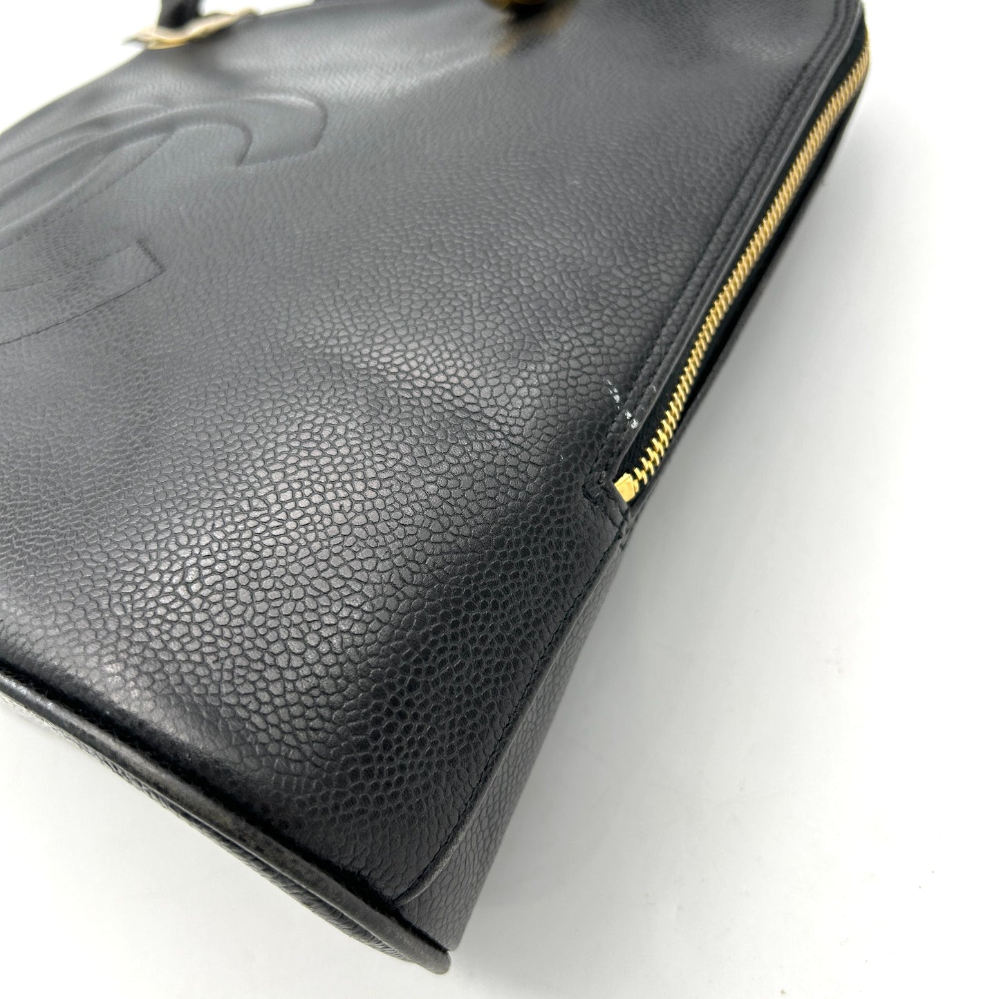 Pre-owned CHANEL Caviar Large CC Shoulder Bag Black WD012636