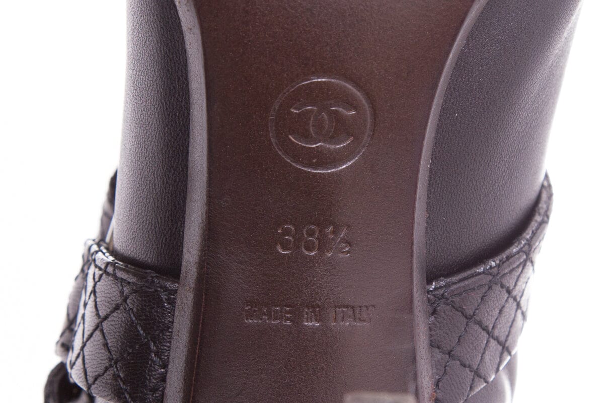 Chanel Calfskin Black Wrap Detail Boots SZ 39