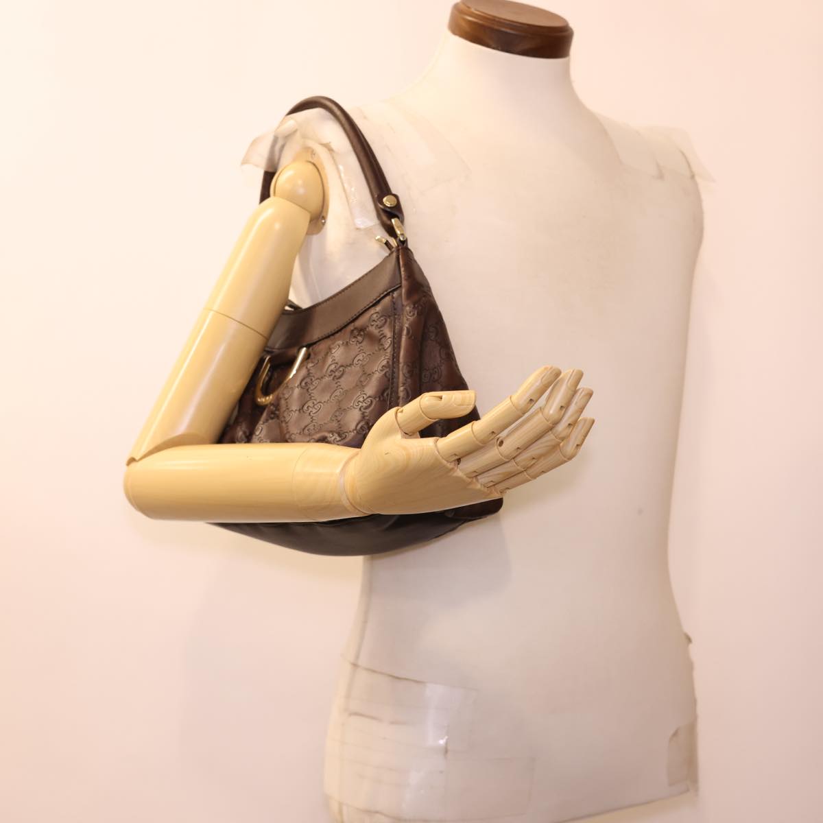 GUCCI Guccissima GG Canvas Shoulder Bag Brown 190525 am4182