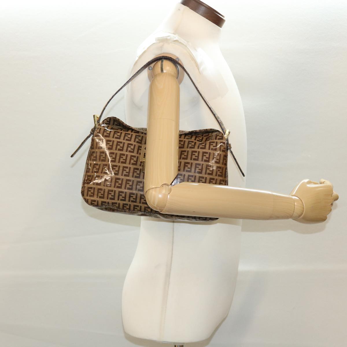 FENDI Zucchino Canvas Mamma Baguette Shoulder Bag Coated Canvas am4224