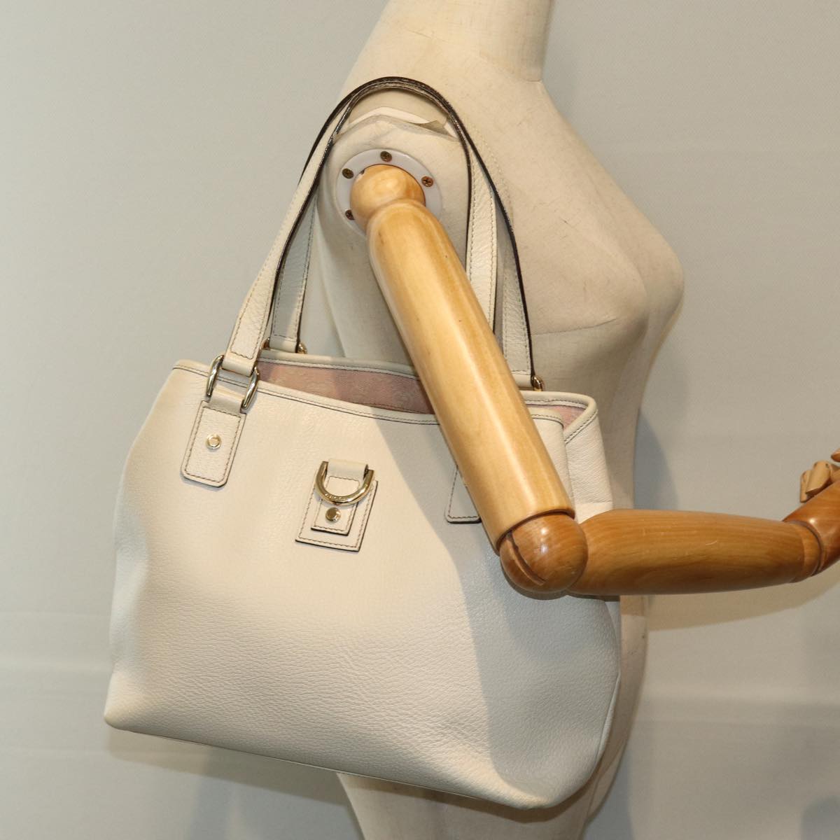 GUCCI Abbey Tote Bag Leather White 154373 am6134