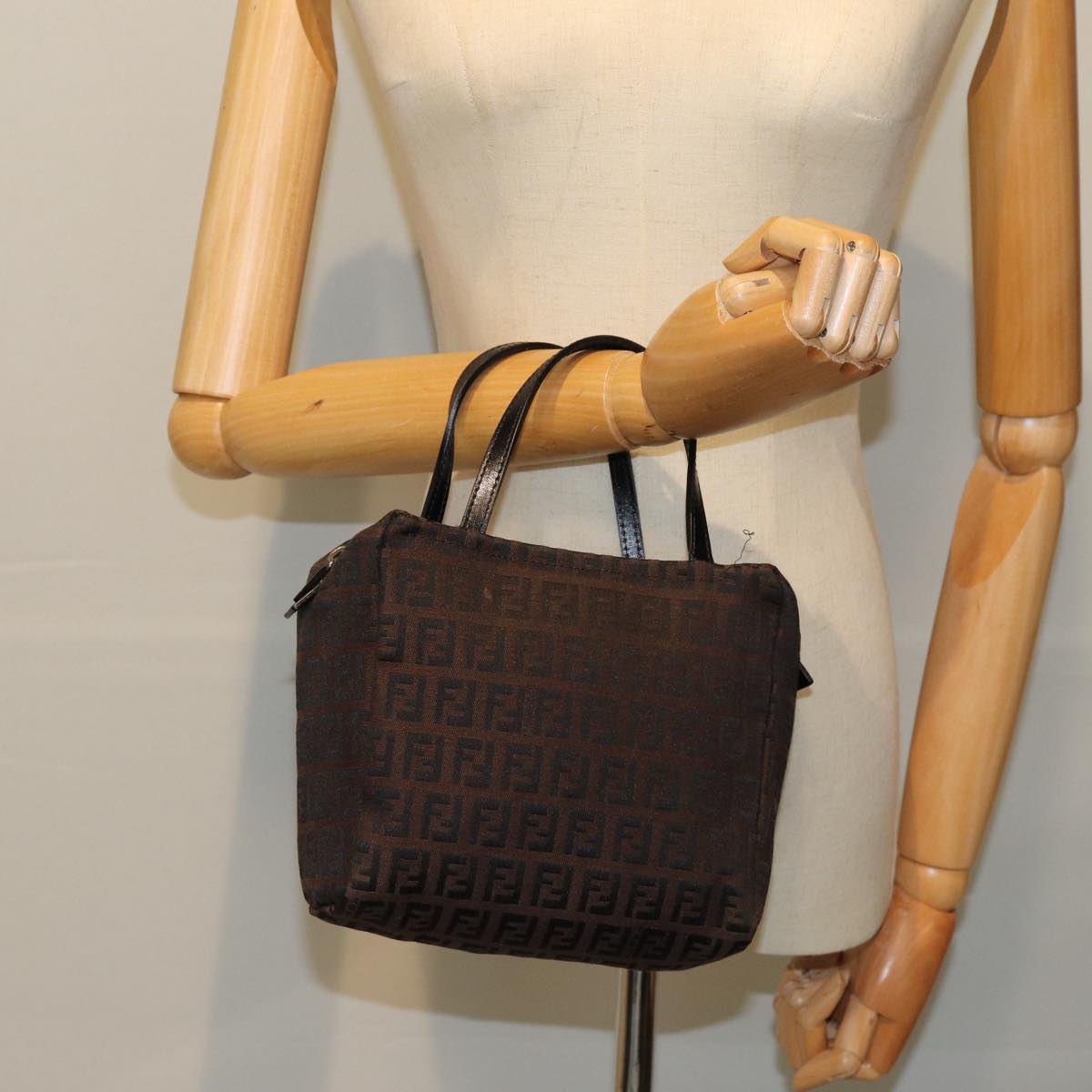 FENDI Zucchino Canvas Hand Bag Brown am6419
