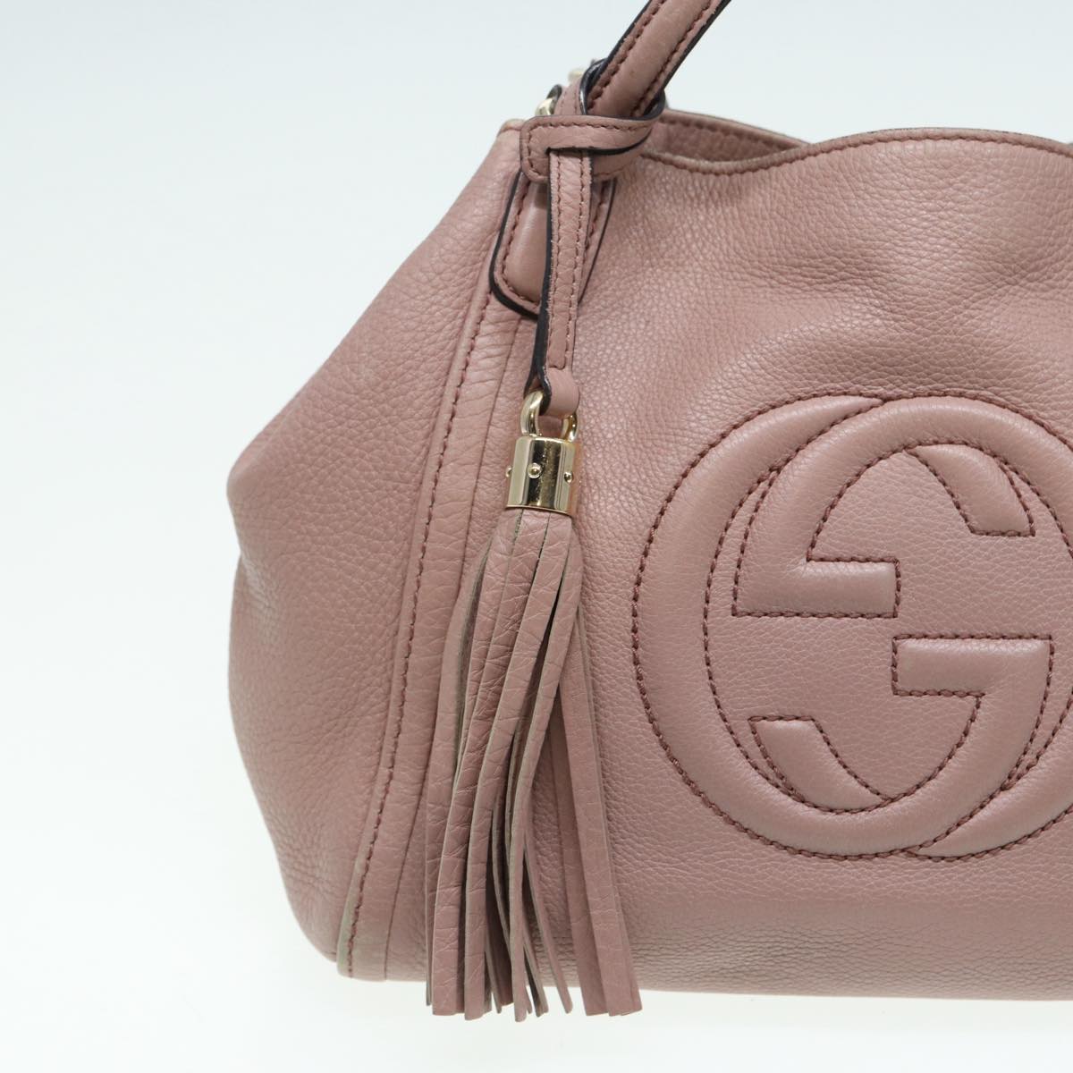GUCCI Soho Hand Bag Leather 2way Gold Pink 336751 am6760