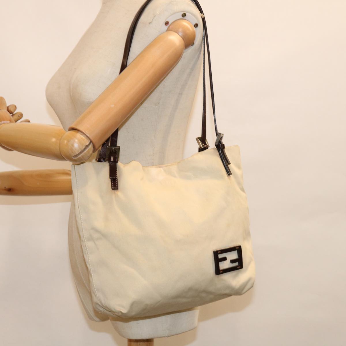 FENDI Shoulder Bag Canvas Beige ar11175B