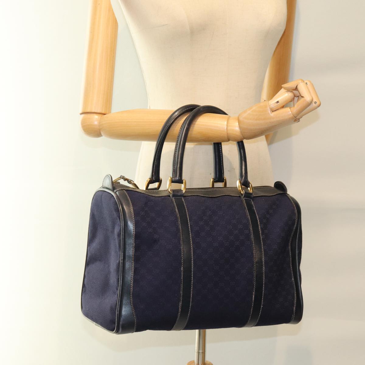 GUCCI Micro GG Canvas Boston Bag Blue ar11842