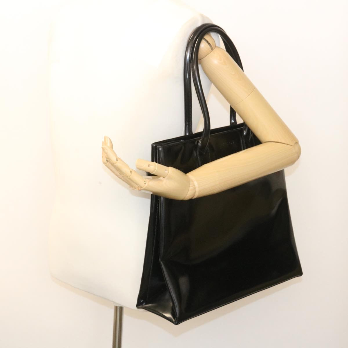 GUCCI Bamboo Tote Bag Leather Black ar6293