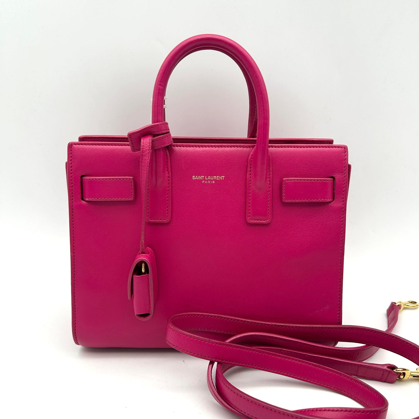 SAINT LAURENT Calfskin Nano Sac De Jour Bubblegum LA8543