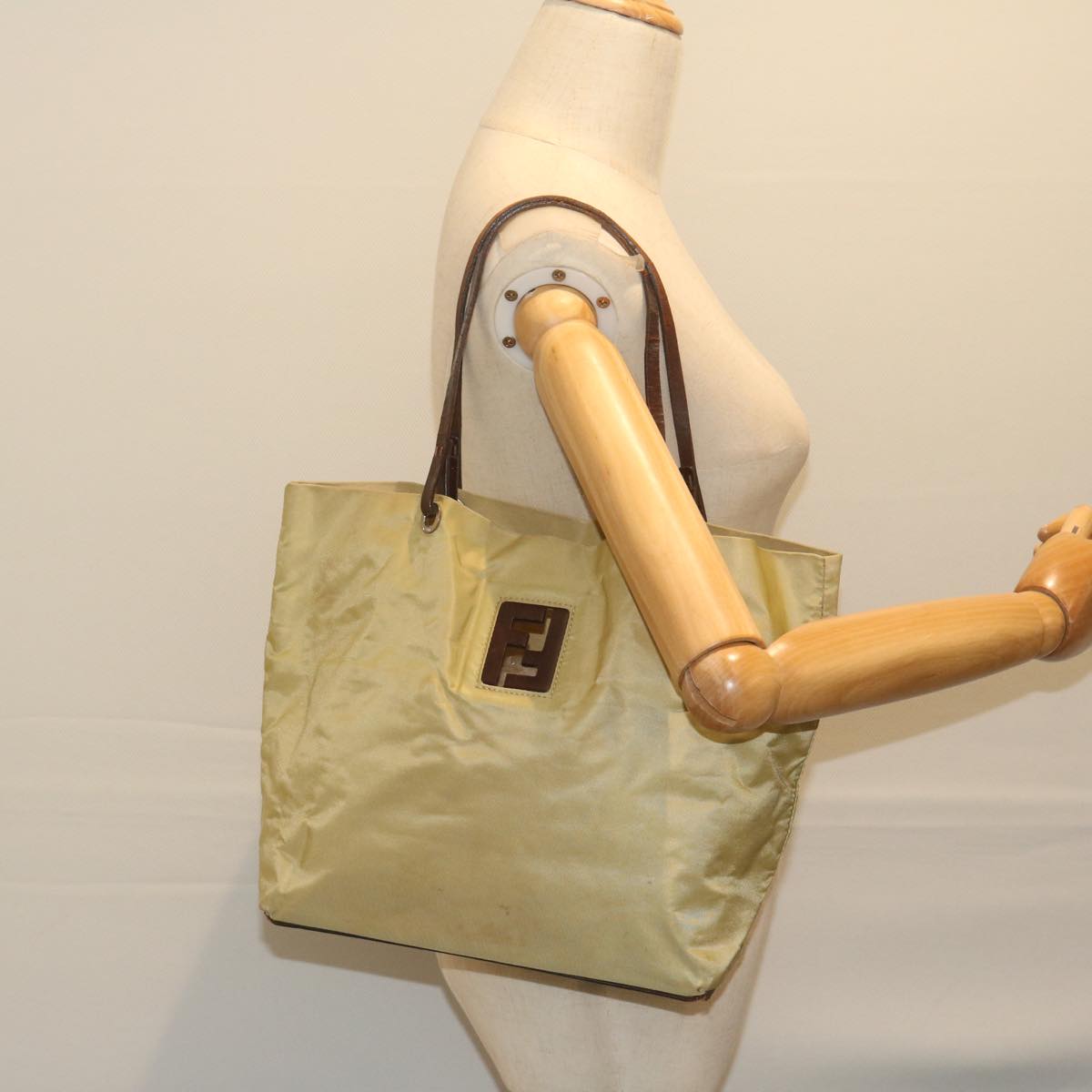 FENDI Tote Bag Nylon Beige bs10498