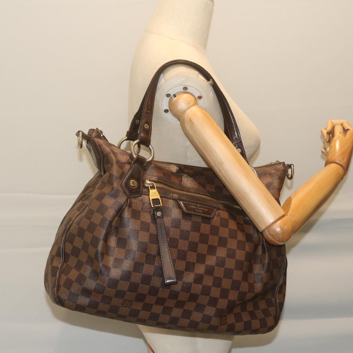 LOUIS VUITTON Damier Ebene Evora MM Tote Bag N41131 LV bs10619