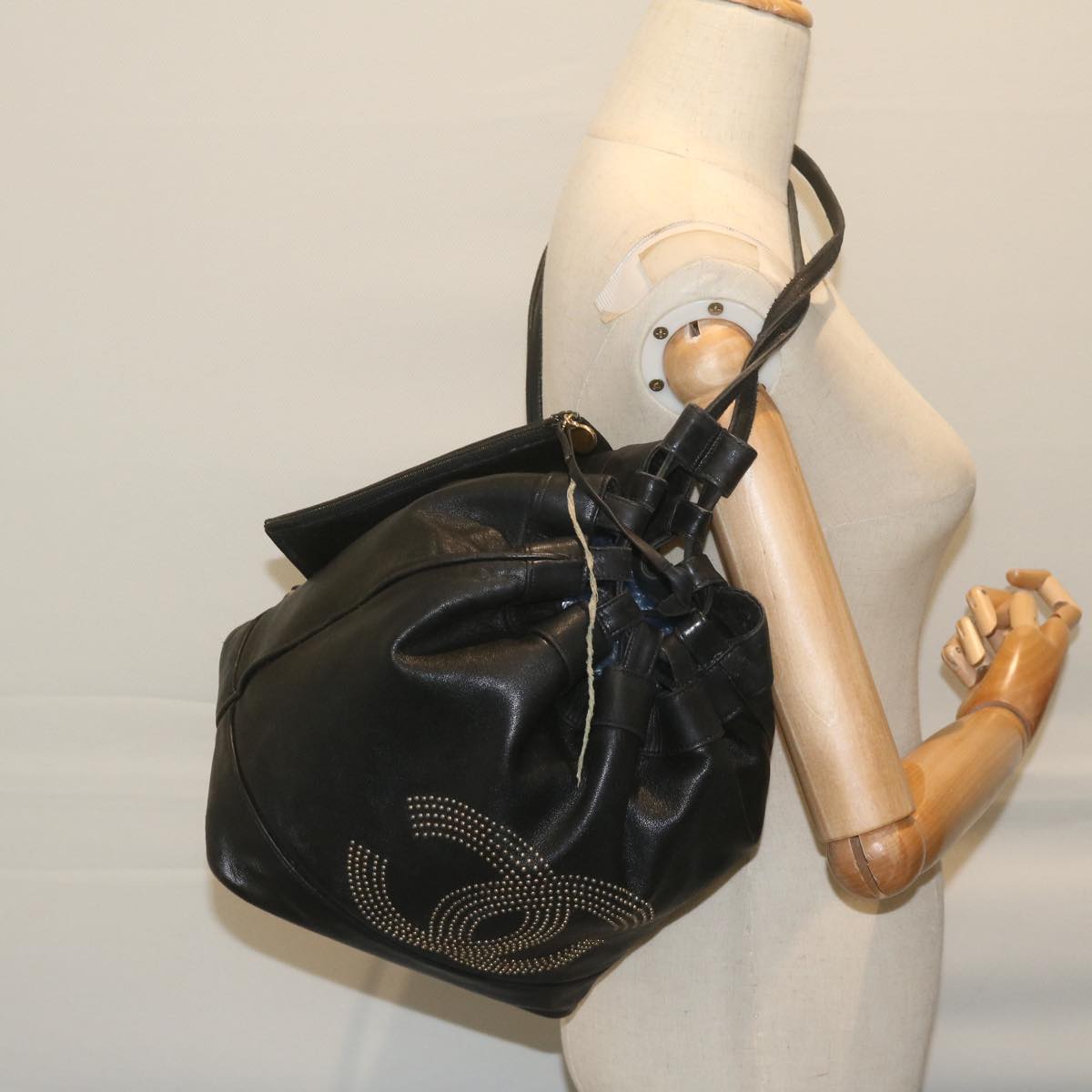 CHANEL Shoulder Bag Lamb Skin Black CC bs10702