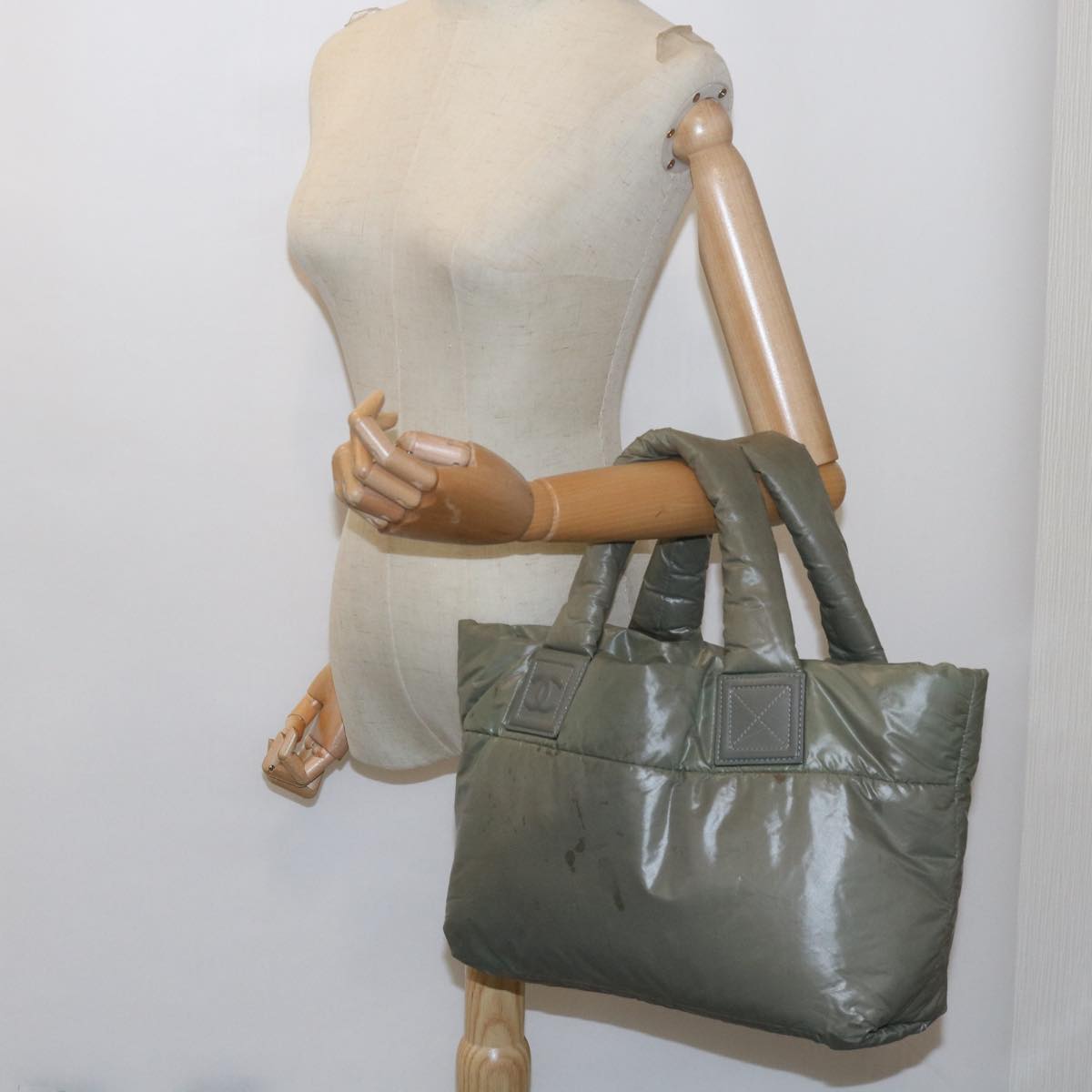 CHANEL Cococoon Shoulder Bag Nylon Gray CC bs10830