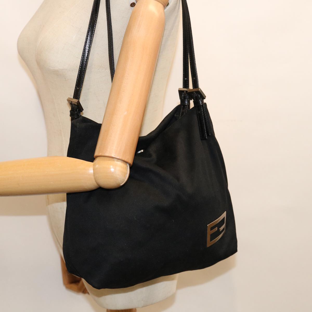 FENDI Shoulder Bag Nylon Black bs11530