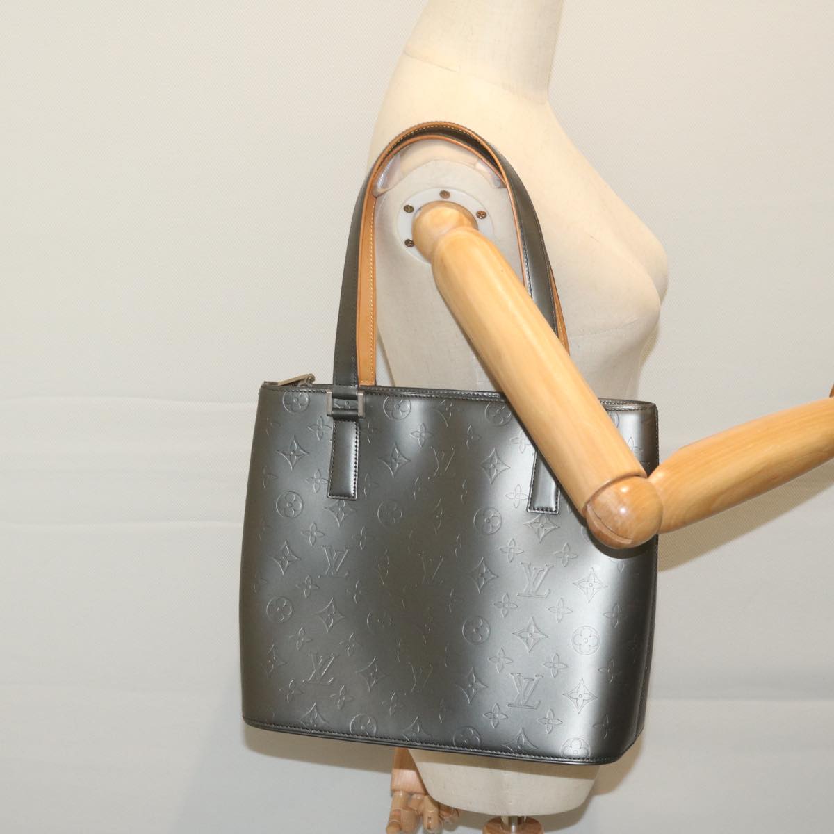 LOUIS VUITTON Monogram Mat Stockton Hand Bag Black M55115 LV bs11531