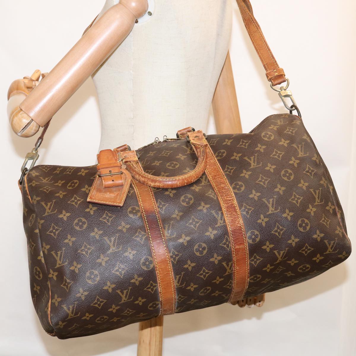LOUIS VUITTON Monogram Keepall Bandouliere 45 Boston Bag M41418 LV bs11536