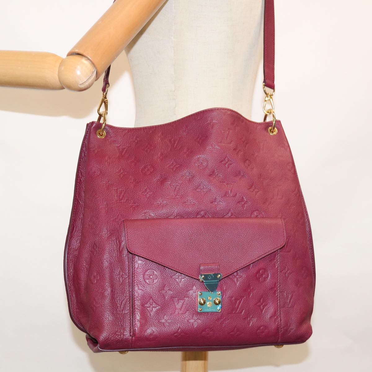 LOUIS VUITTON Monogram Empreinte Metis Shoulder Bag Wine Red M40813 bs11591