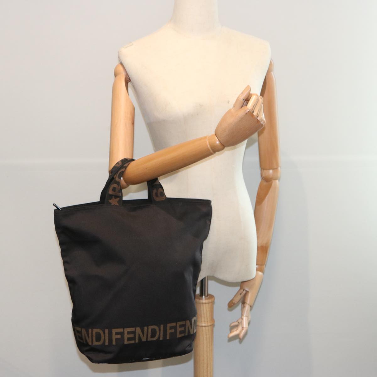 FENDI Hand Bag Canvas Black bs12314