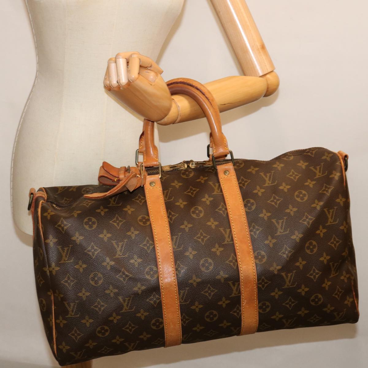 LOUIS VUITTON Monogram Keepall Bandouliere 45 Boston Bag M41418 LV bs13586