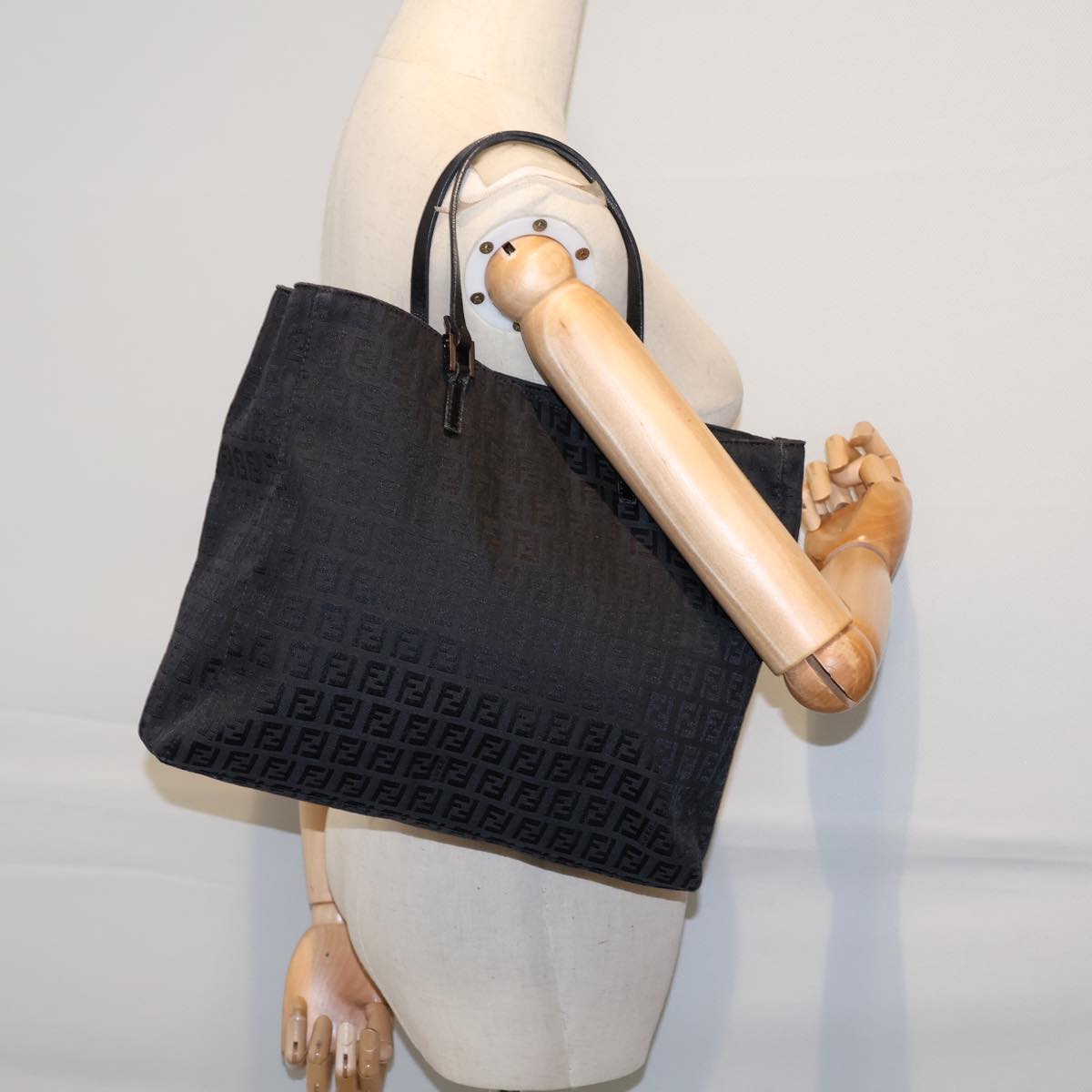 FENDI Zucchino Canvas Hand Bag Black bs13696