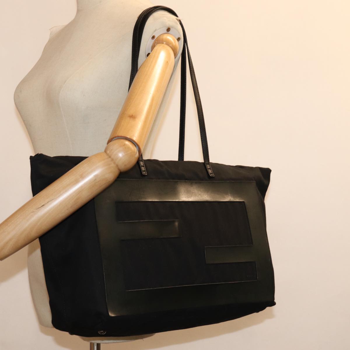 FENDI Tote Bag Canvas Black bs14546