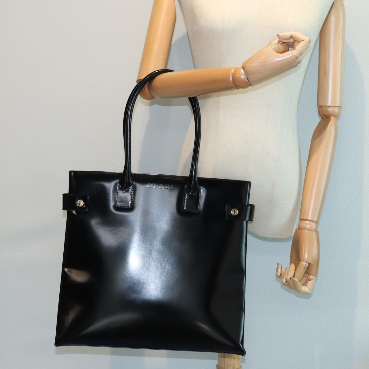 GUCCI Tote Bag Enamel Black 002 1046 0407 bs16103