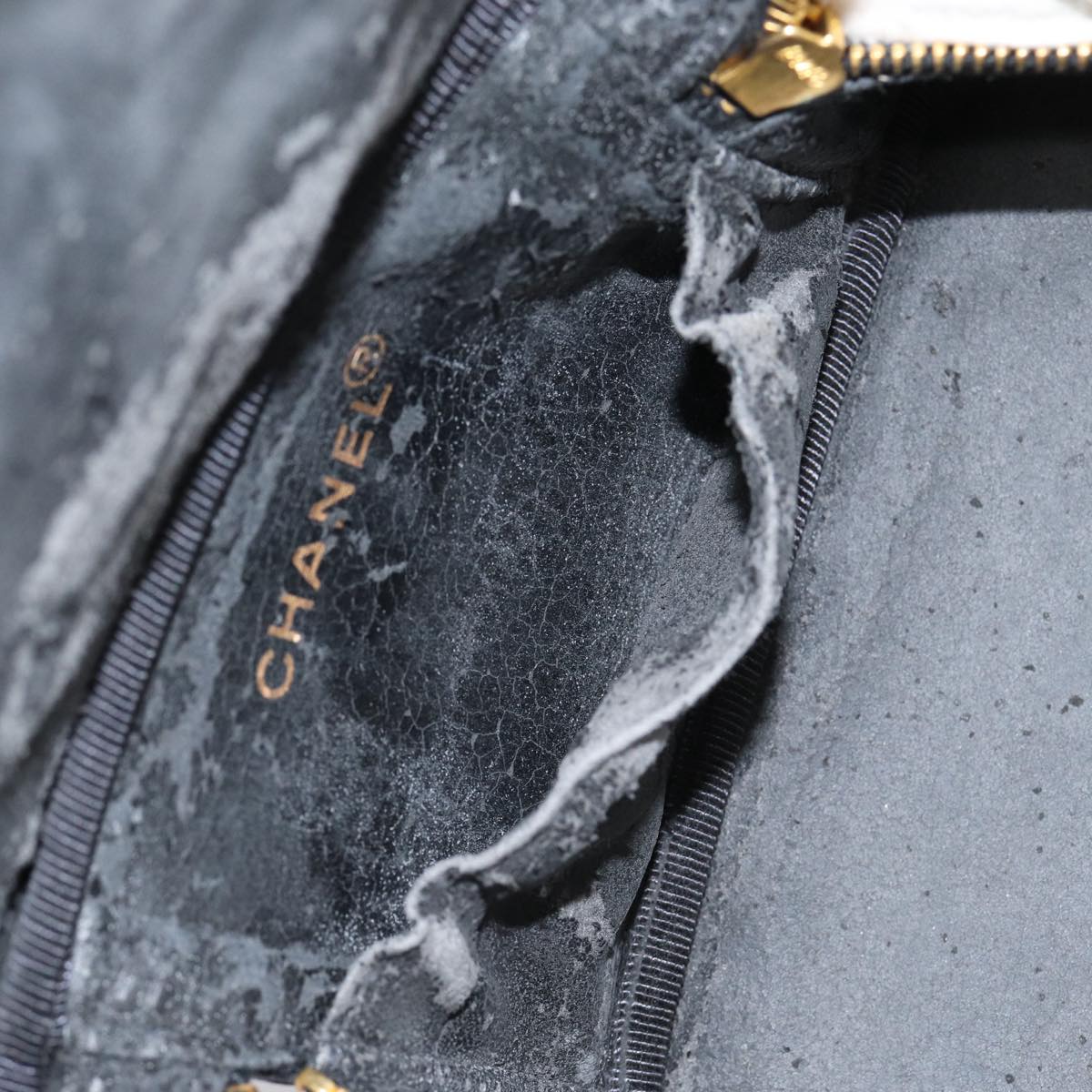 CHANEL COCO Mark Vanity Pouch Caviar Skin Black Gold CC bs17155